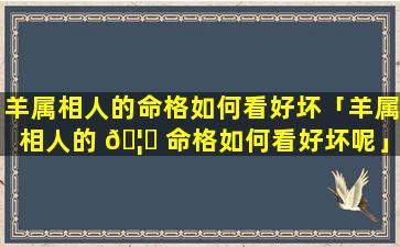 羊属相人的命格如何看好坏「羊属相人的 🦄 命格如何看好坏呢」